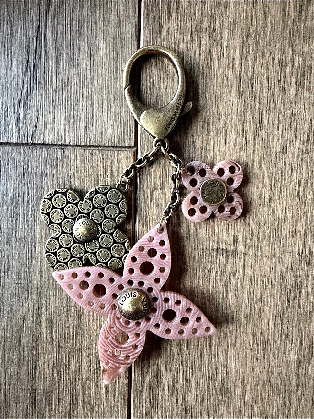 Louis Vuitton Rock Flower Bag Charm and Key Holder Pink & Brown